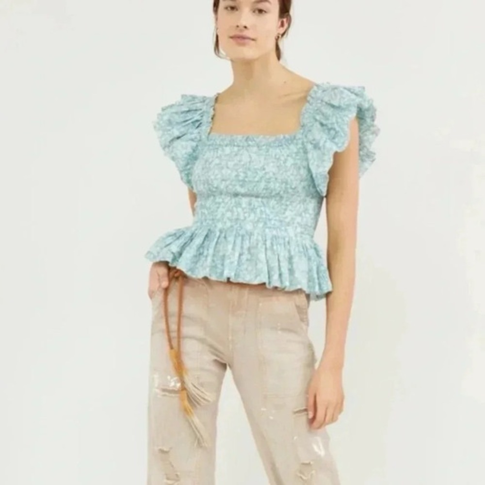 Trendy Blue Ruffle Top✨ - Picture 4 of 4